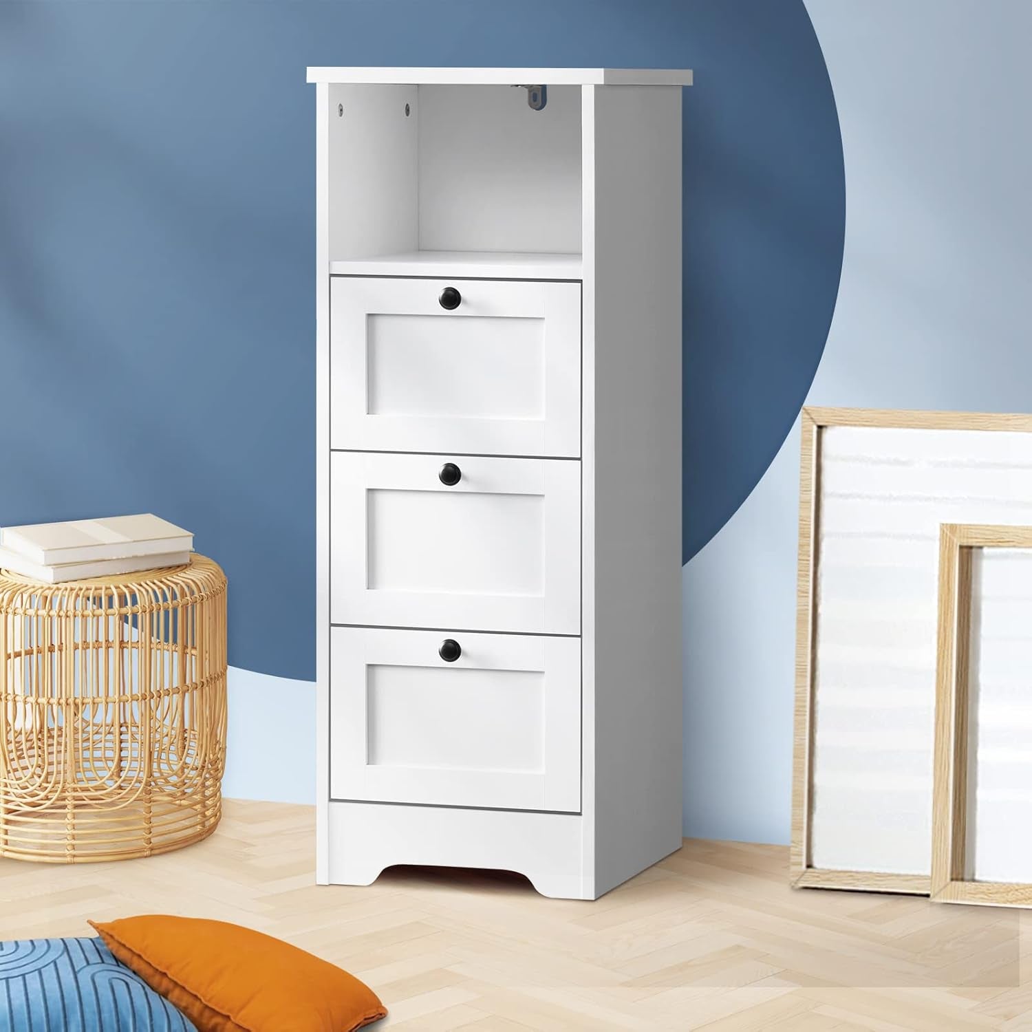 Oikiture Sideboard Bathroom Cabinet with 3 Drawers