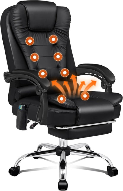 ALFORDSON Ergonomic Office Computer Chair with Footrest, High Back Executive Desk Chair Recliner for Home Office, PU Leather Video Gaming Chair, Earl Black