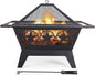 80cm Fire Pit for outside Outdoor Fireplace Large Square Wood Burning Fire Heavy Duty