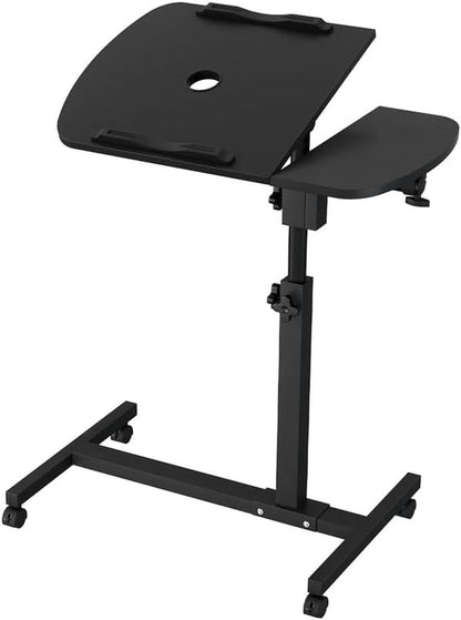 Artiss Laptop Table, Small Stand Desk Desktop Computer Standing Study Desks Bed Side Tables Home Office Travel Studio Furniture, Portable Wooden 360° Rotating Lockable Caster Wheels Dark Wood