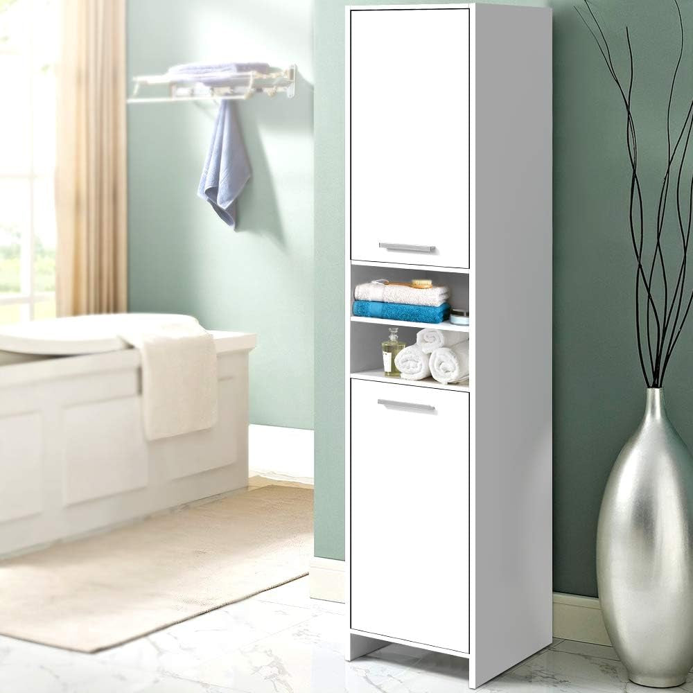 Bathroom Storage Cabinet, 185Cm Tall Adjustable Cupboard Side Table Corner Shelf 