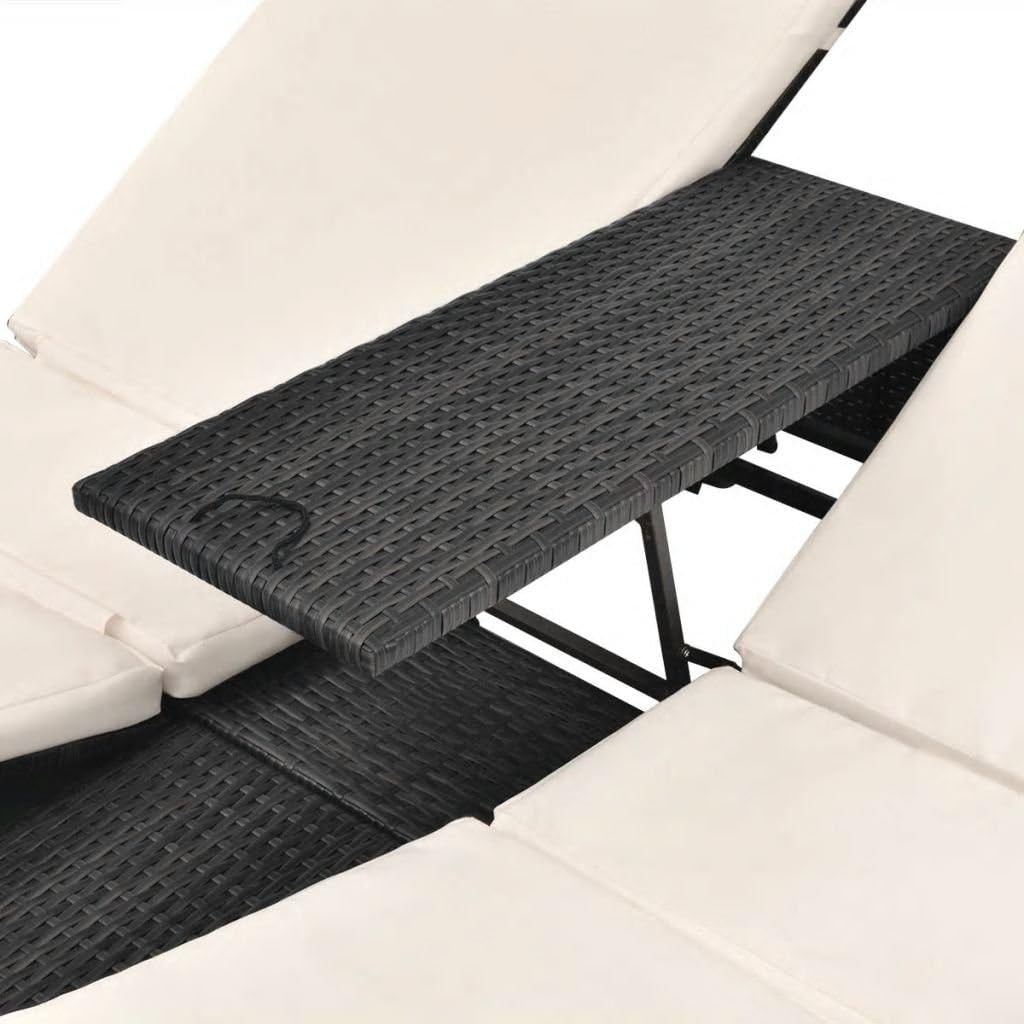 Chaise Lounge with Canopy Patio Furniture Outdoor Poolside Garden Adjustable Sun Lounge Poly Rattan Bed with Cushion for Patio Lawn Garden Backyard Porch Pool