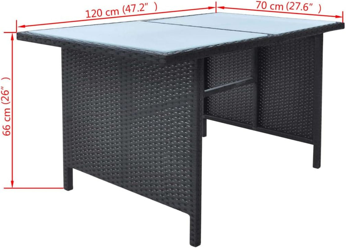 6-Piece Outdoor Dining Set with Cushions - Stylish and Durable Poly Rattan Construction - Black Outdoor Furniture with Easy-Care Cushions