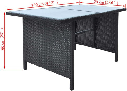6-Piece Outdoor Dining Set with Cushions - Stylish and Durable Poly Rattan Construction - Black Outdoor Furniture with Easy-Care Cushions