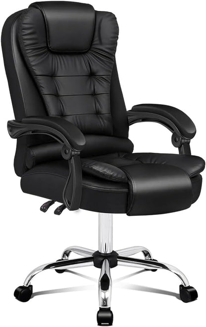ALFORDSON Ergonomic Office Computer Chair with Footrest, High Back Executive Desk Chair Recliner for Home Office, PU Leather Video Gaming Chair, Earl Black