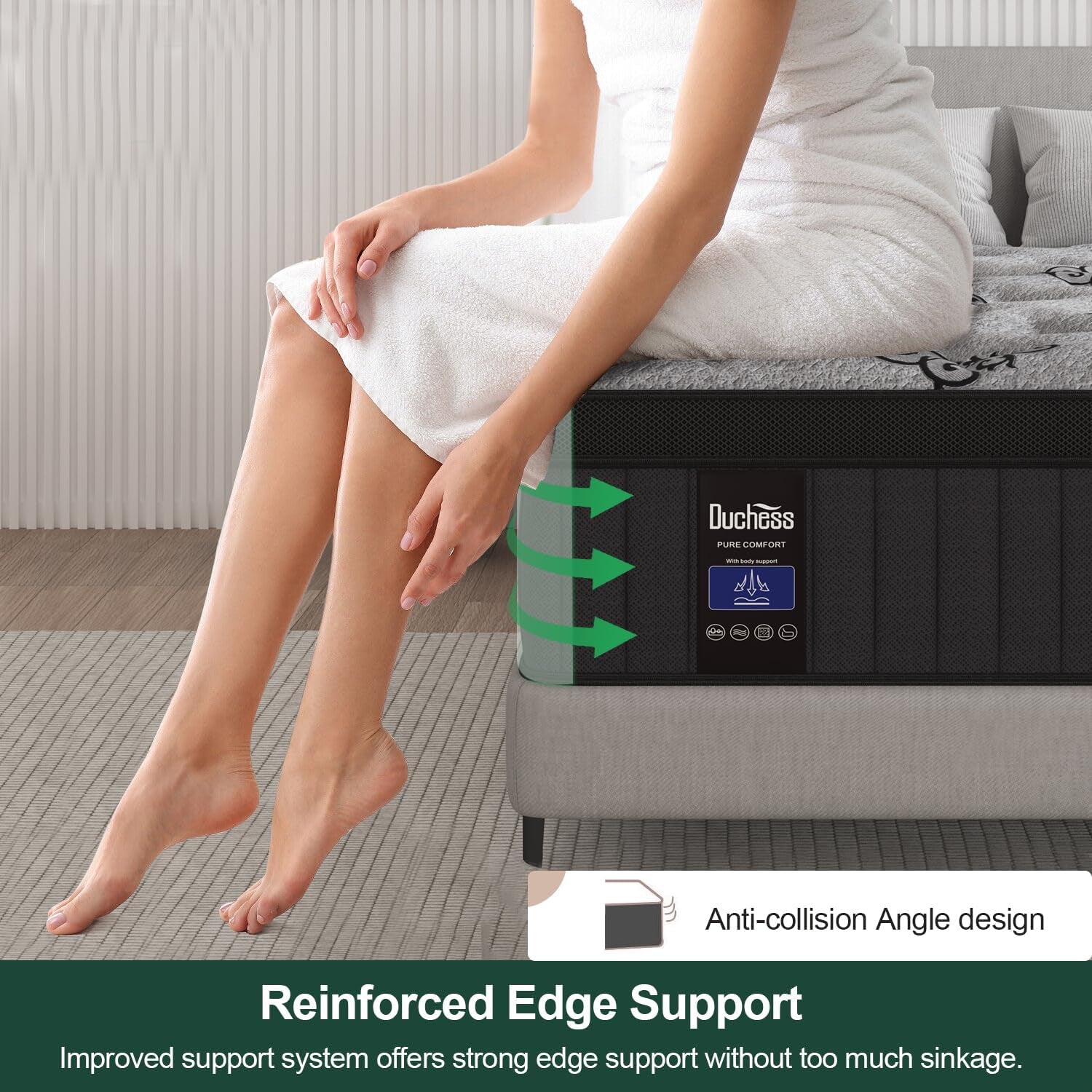 Duchess Queen Mattress,34Cm Hybrid Mattress Pressure Relief Breathable Reinforced Edge Support Individually Wrapped Pocket Spring Motion Isolation