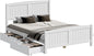 OIKITURE Queen Size Wooden Bed Frame Hampton-Style, Pinewood Bed Frame Platform with Bed Head and High Bed Leg - Compatible with Australian-Sized Mattresses, 211X161X94Cm ﻿
