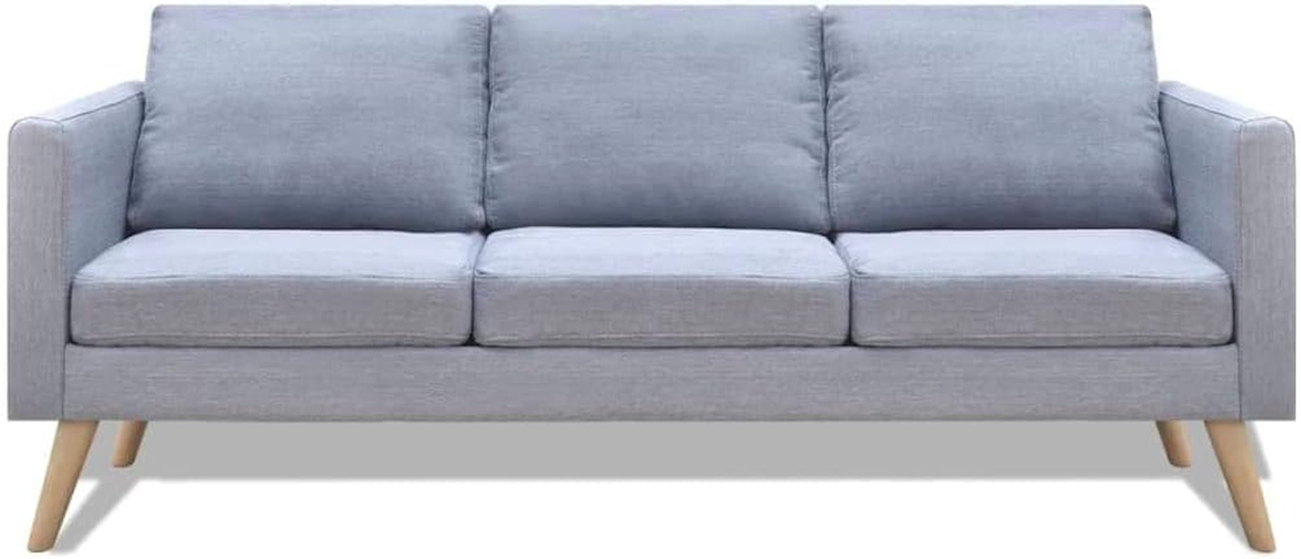2-Piece Sofa Set - Includes a Two-Seater and a Three-Seater Sofa - Upholstered in Light Grey Fabric - with Sturdy Wooden Frame and Removable, Washable Cushion Covers