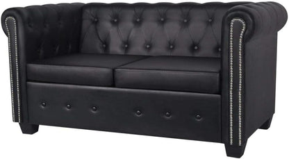 Artificial Leather Chesterfield Sofa with Studded Decorate and Arms, Wooden Frame 2-Seater Sofa Modern Thickly Padded Seat Furniture for Home Living Room Office 57.3" X 29.9" X 27.6"