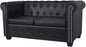 Artificial Leather Chesterfield Sofa with Studded Decorate and Arms, Wooden Frame 2-Seater Sofa Modern Thickly Padded Seat Furniture for Home Living Room Office 57.3" X 29.9" X 27.6"