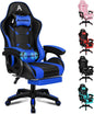 ALFORDSON Gaming Chair with Massage and 150° Recline, Ergonomic Executive Office Chair PU Leather with Footrest, Height Adjustable Racing Chair with SGS Listed Gas-Lift, Max 180Kg (Cyan)