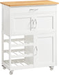 Sobuy Kitchen Trolley, Kitchen Island with Wine Racks, Portable Workbench, Serving Cart for Bar, Dining