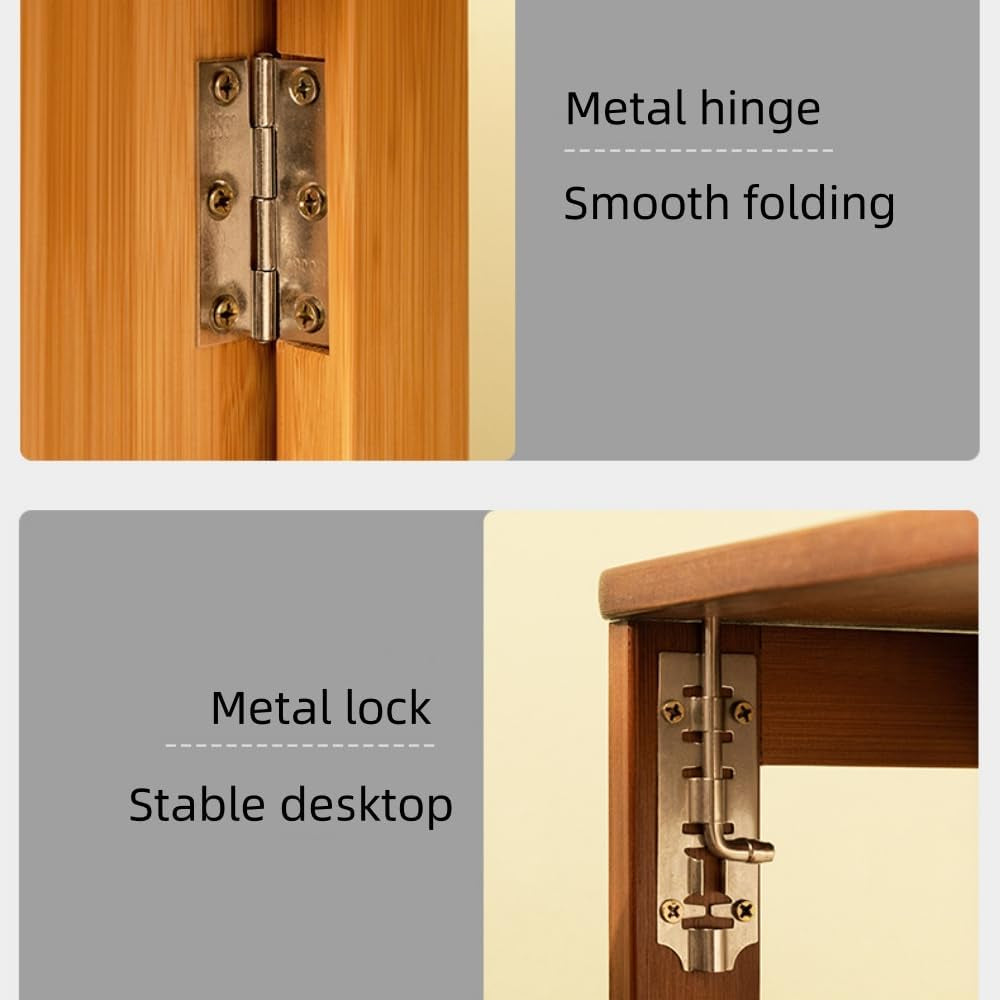 Pklblr ZTO Store Folding Desk Simple Laptop Table for Home Office, Study save Space (Tawny, Large)