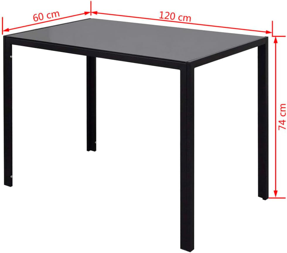 Seven Piece Dining Table Set Black,Modern Black Tempered Glass Dining Table Set with Comfortable Artificial Leather Chairs for 6 Dining Furniture Sets
