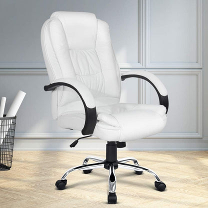 Artiss Gaming Chair Ergonomic Office Chairs Height Adjustable Leather Computer Desk Seat with 120° Recline, High Back and 360°-Swivel Seating Beige for Executive Home