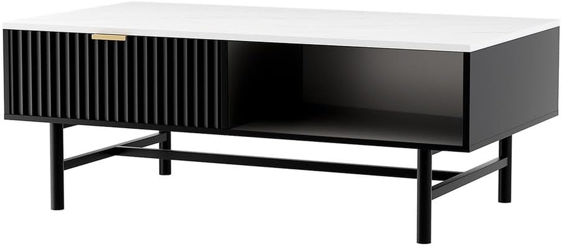 Coffee Table End Table Open Shelf Drawer Living Room Black Living Room