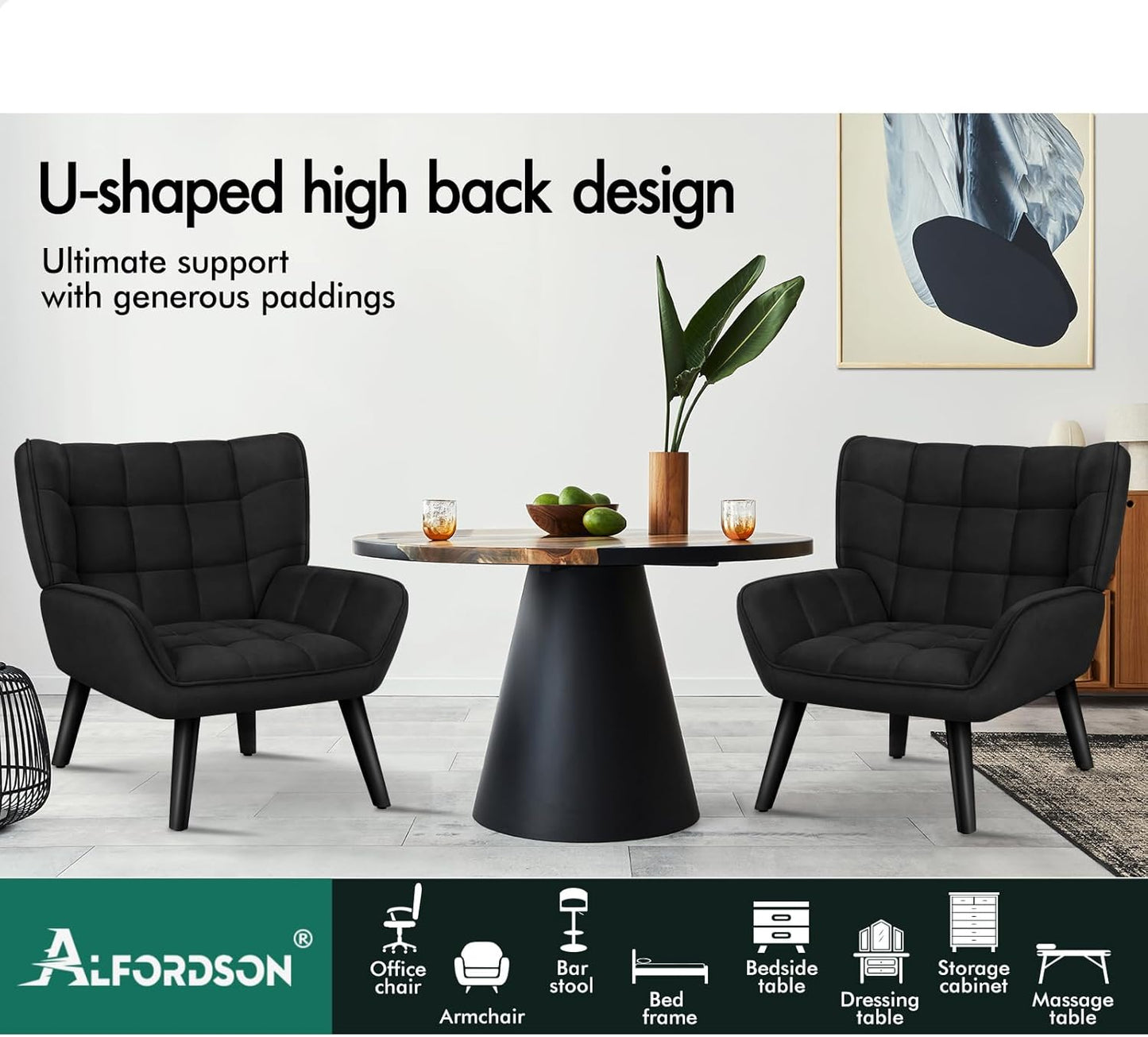 Armchair with Velvet Upholstery, Leisure Occasional Accent Chair with Solid Wooden Legs, Nursing Lounge Sofa for Reading Dressing Bedroom Living Room, Max 180Kg, Venus Black