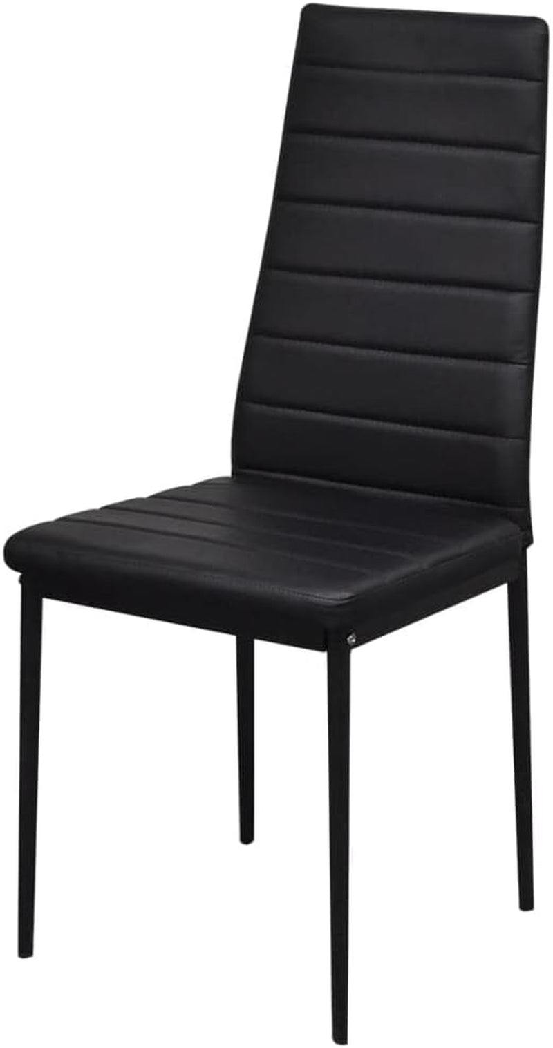 Seven Piece Dining Table Set Black,Modern Black Tempered Glass Dining Table Set with Comfortable Artificial Leather Chairs for 6 Dining Furniture Sets