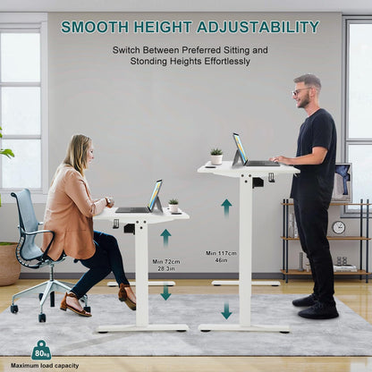Height Adjustable Electric Standing Desk,160 X 70Cm Splice-Piece Board,Rising Home Office Computer Table with Memory Controller (White, 160 X 70Cm)